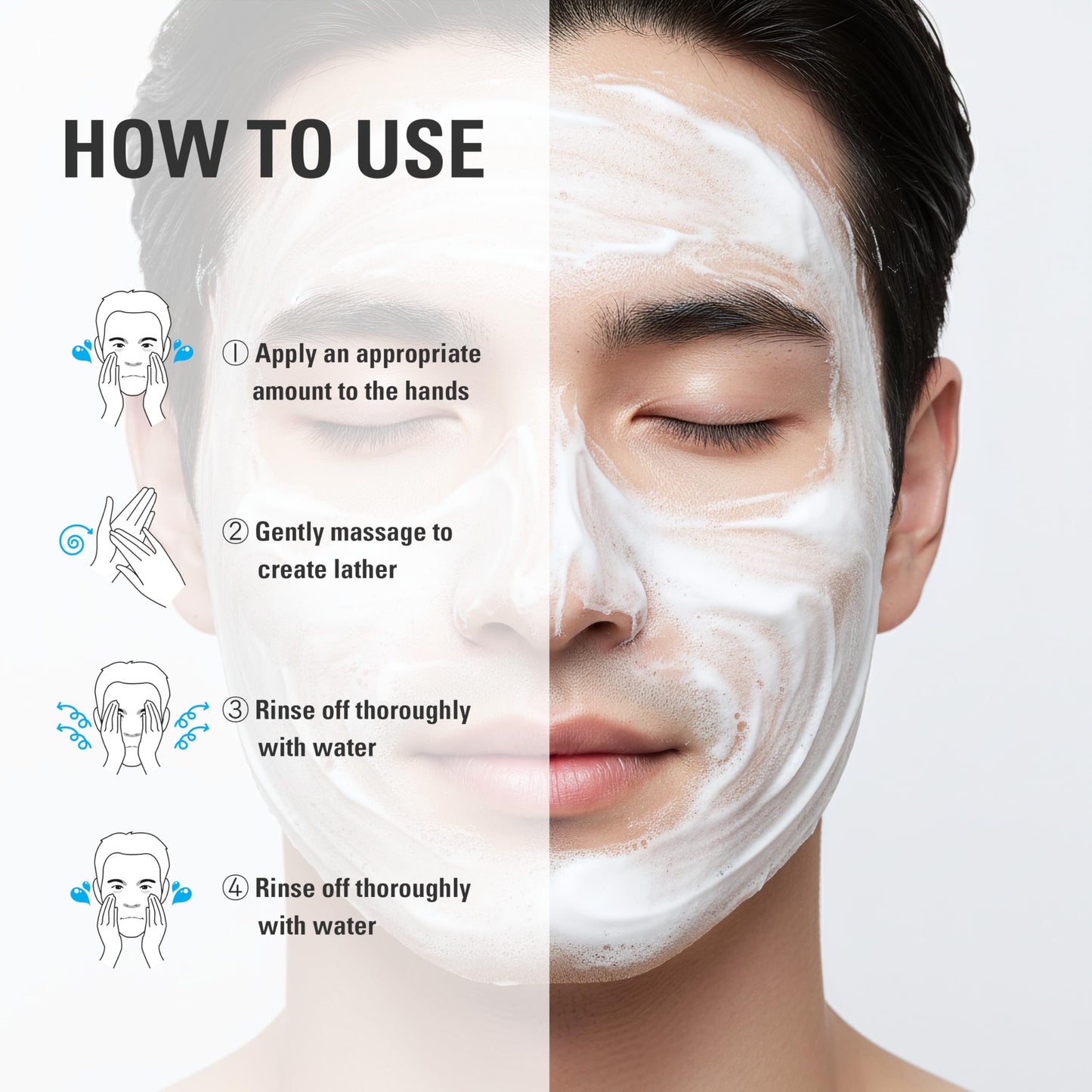 Mdoc Men's Relief Foam Cleanser, Korean Facial Cleanser for Men with Green Tea, Chamomile & Aloe Vera, Rich Foaming Face Wash, Daily Gentle Facial Cleanser, Made in Korea, 150 mL
