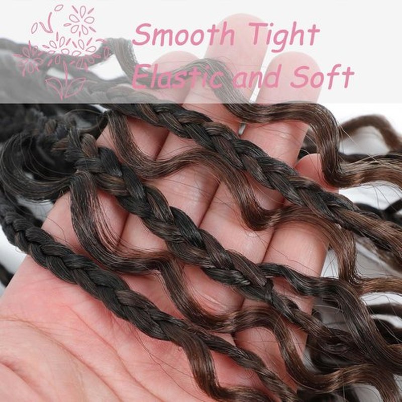 Goddess Box Braids Crochet Hair 14Inch 8Packs Pre Looped Boho Box Braids Braiding Hair Curly Ends Bohomian Crochet Box Braids (1B/30/27#, 14 inch)