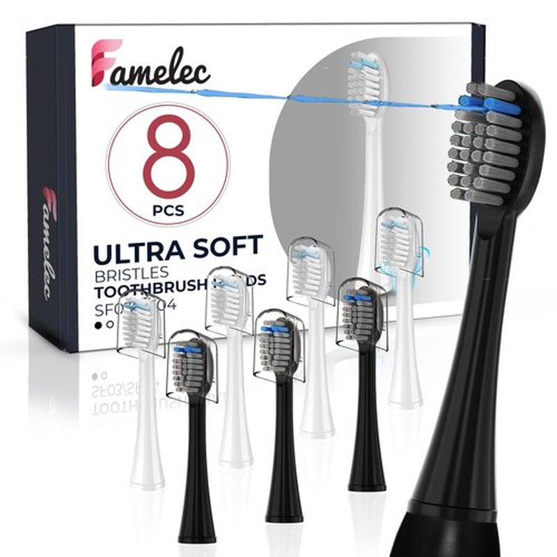 FAMELEC 8Pcs Electric Toothbrush Heads for Sonic Fusion 2.0 Waterpik Toothbrush, for Waterpik Sonic Fusion 2.0 Replacement Heads, Compatible with Waterpik Sonic Fusion Replacement Heads SF-03 SF-04