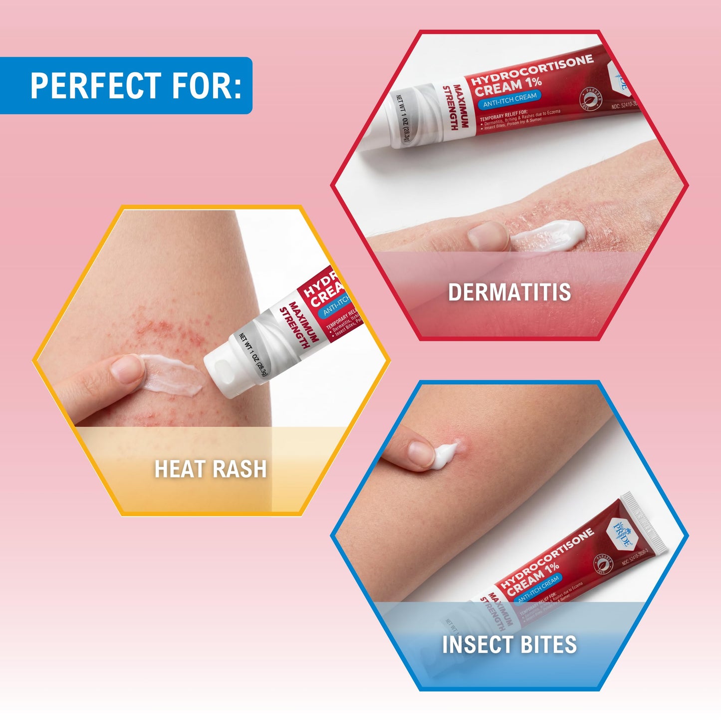 MED Pride Hydro Cortisone (Hydrocortisone) Cream 1% OTC Bulk Pack of 4 X 1 Oz Anti-Itch Ointment for Rash, Eczema, Bug Bites