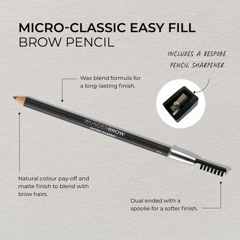 Wunderbrow Micro-Classic Brow Pencil, 2.5mm tip for precision filling, Sharpener Included, Vegan and Cruelty Free (Blonde)