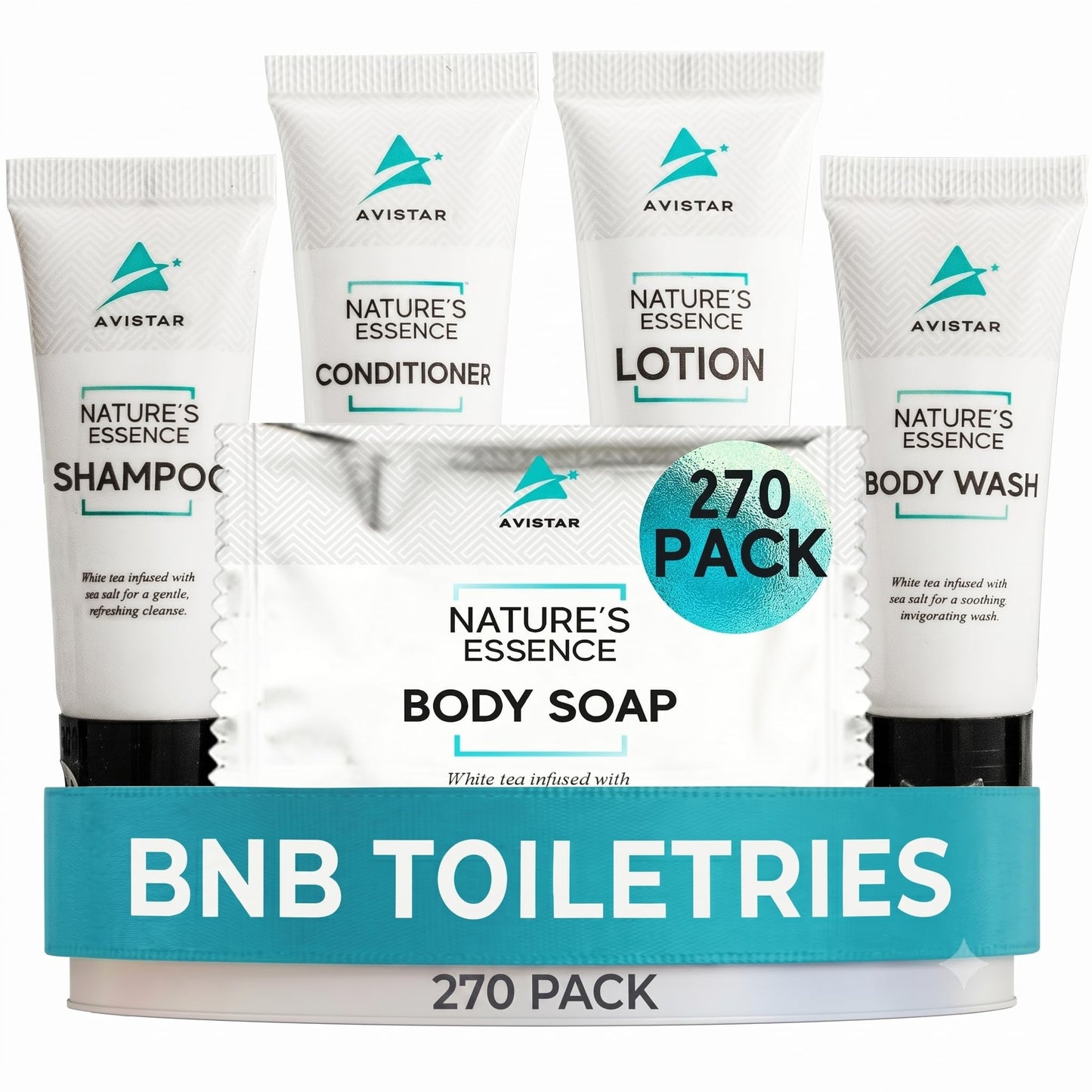 270 Piece Hotel Soap & Bulk Toiletries - Travel Essentials for BnB Hosts & Guests - Hotel Shampoo & Conditioner Supplies for Guests, Hotel Toiletries Bulk Set, Mini Bulk Travel Size Toiletries