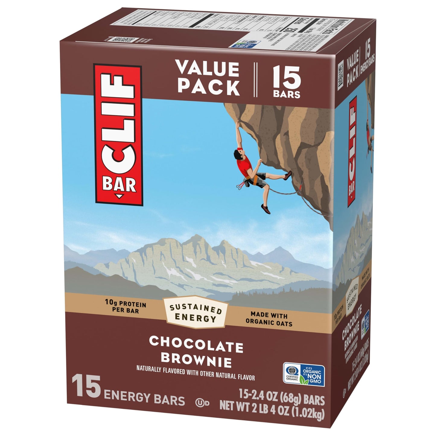 CLIF BAR - Energy Protein Bars - Chocolate Brownie - Made with Organic Oats - Energy Bars - Non-GMO - (15 Pack)