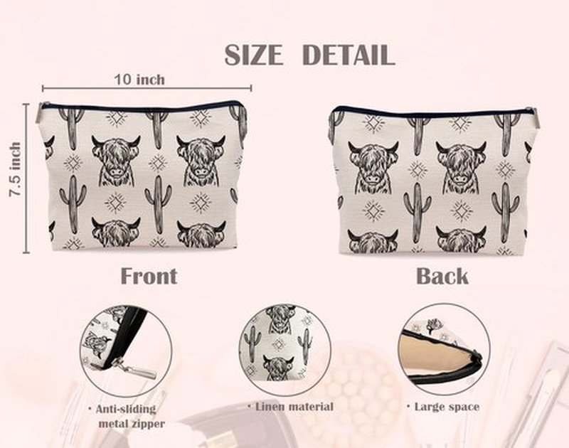 Lacosu Western Makeup Bag,Western Gifts For Women,Cow Makeup Bag,Cowgirl Stuff,Western Stuff For Women,Western Gifts,Cowgirl Gifts