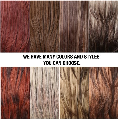 testar Ombre Pink Black Wigs For Black Women Long Pink Black Straight Wigs with Bangs Cosplay Colorful Wigs Synthetic Layered Hair Wigs For Daily Party/Halloween Use 24 Inch