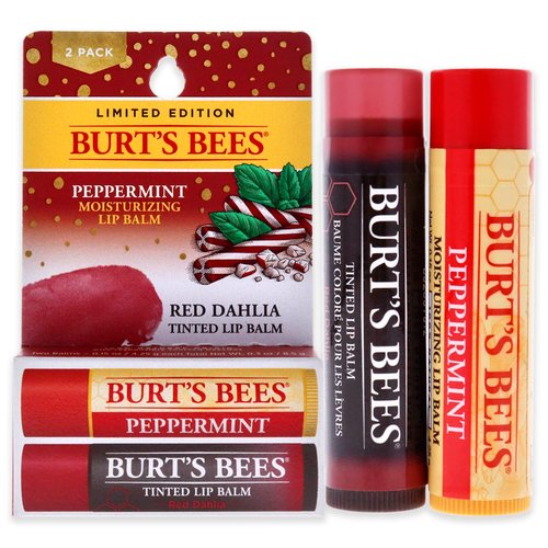 Burts Bees Burts Bees Lip Balm Kit Unisex Lip Balm Peppermint, Red Dahlia Tinted, 0.15 Ounce (Pack of 2)