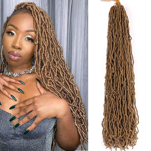 Blonde Faux Locs Crochet Braids Hair 7 Packs Goddess Locs Crochet Hair Curly Wavy Soft Locs Braiding Hair for Women Pre-looped Synthetic Afro Roots Braid Collection Extended (26 Inch 27#)