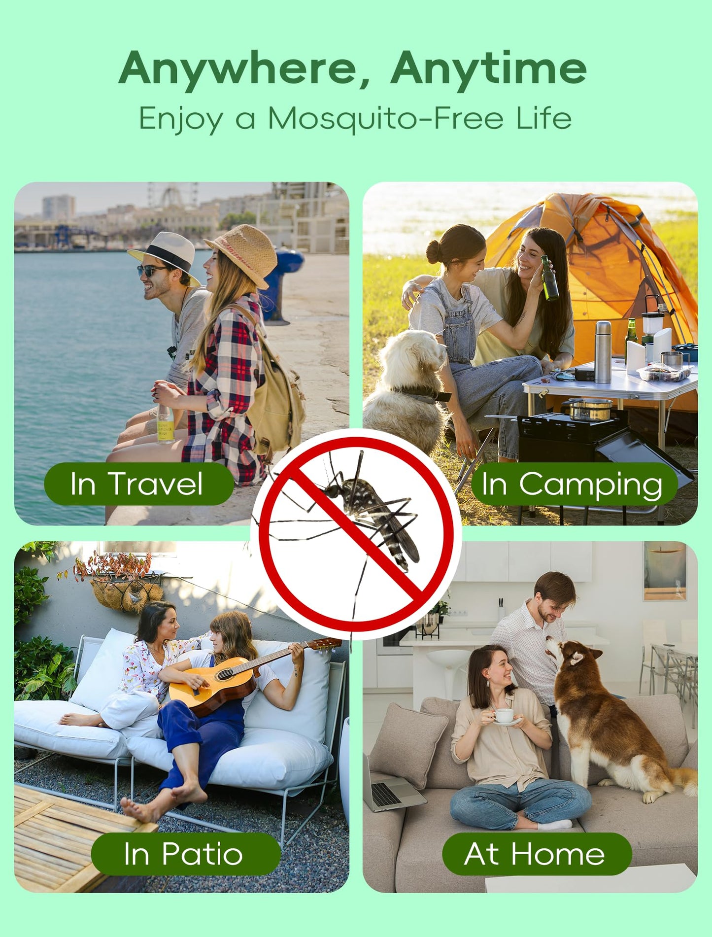 DJROLL Mosquito Repellent, Rechargeable Mosquito Repeller for Outdoor & Indoor, 20 ft Protection Zone, Patio, Camping, Yard & Home, Includes 2 Refills