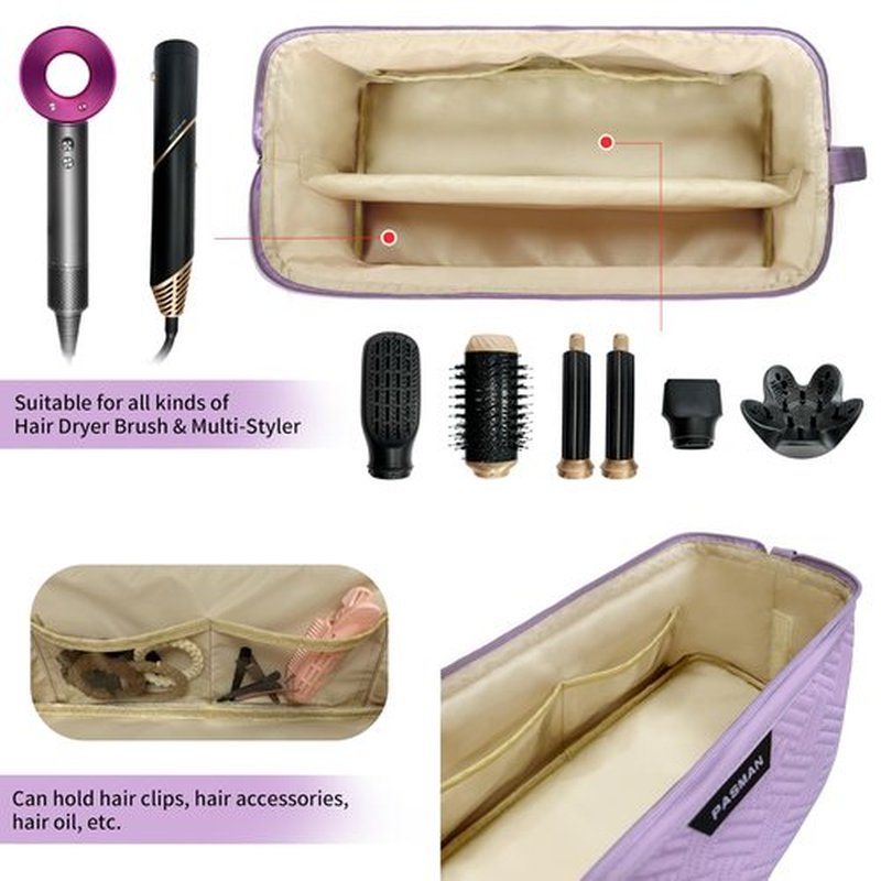 Hair Tools Travel Bag for Shark Flex,Carrying Case Flat Curling Iron Waterproof Organizer,Compatible with FlexStyle Attachment (Purple)