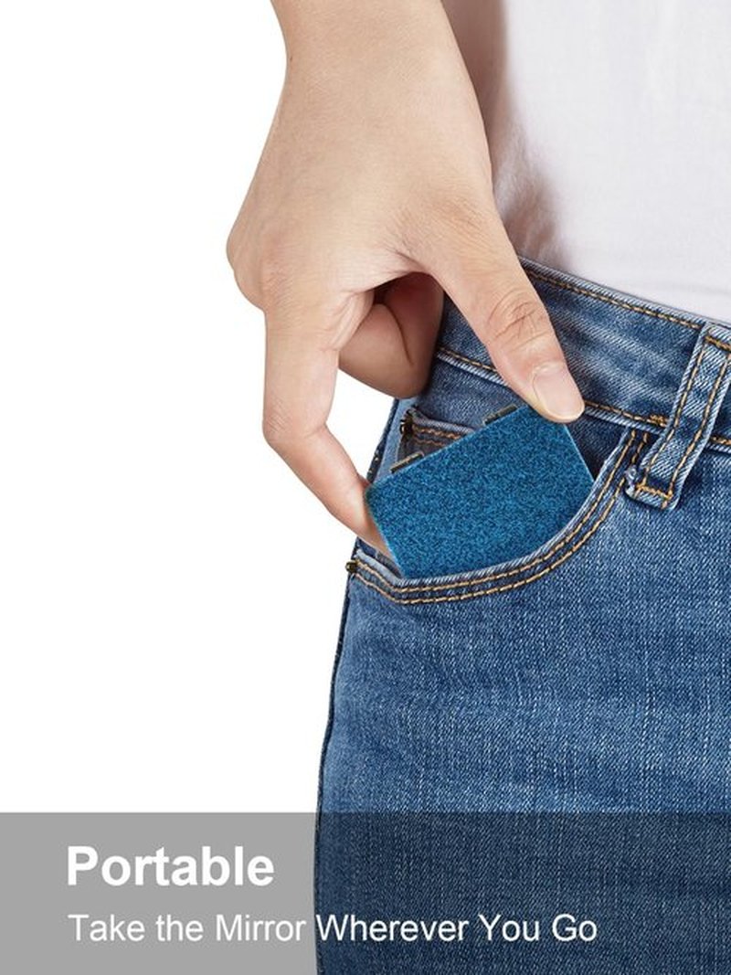 OMIRO Compact Mirror, Glitter PU 1X/3X Magnification, Ultra Portable for Purses (Blue)