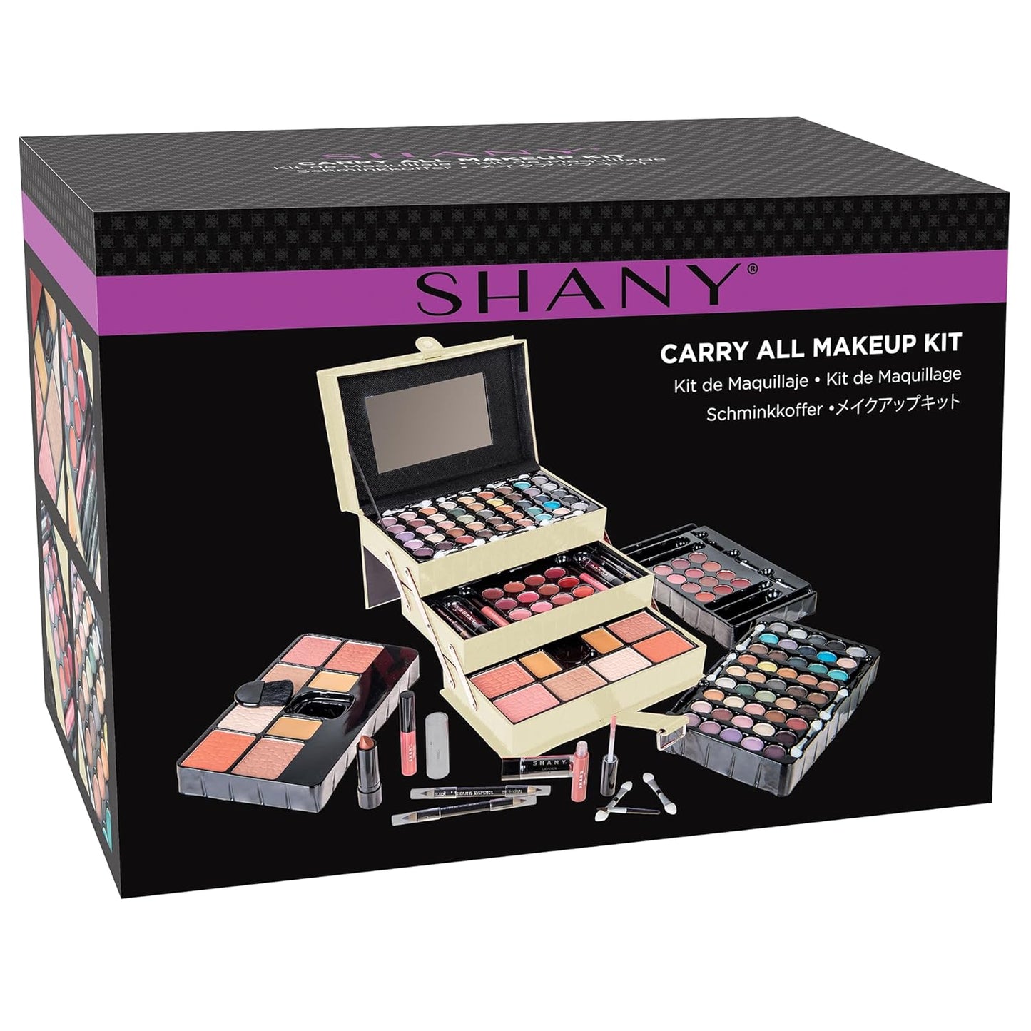 SHANY All In One Makeup Set, Eyeshadow, Blushes, Face Powder, Lipstick, Eye liners, Make up Pencils and Cosmetics Mirror - Makeup Kit With Reusable Storage Beauty Box - Red
