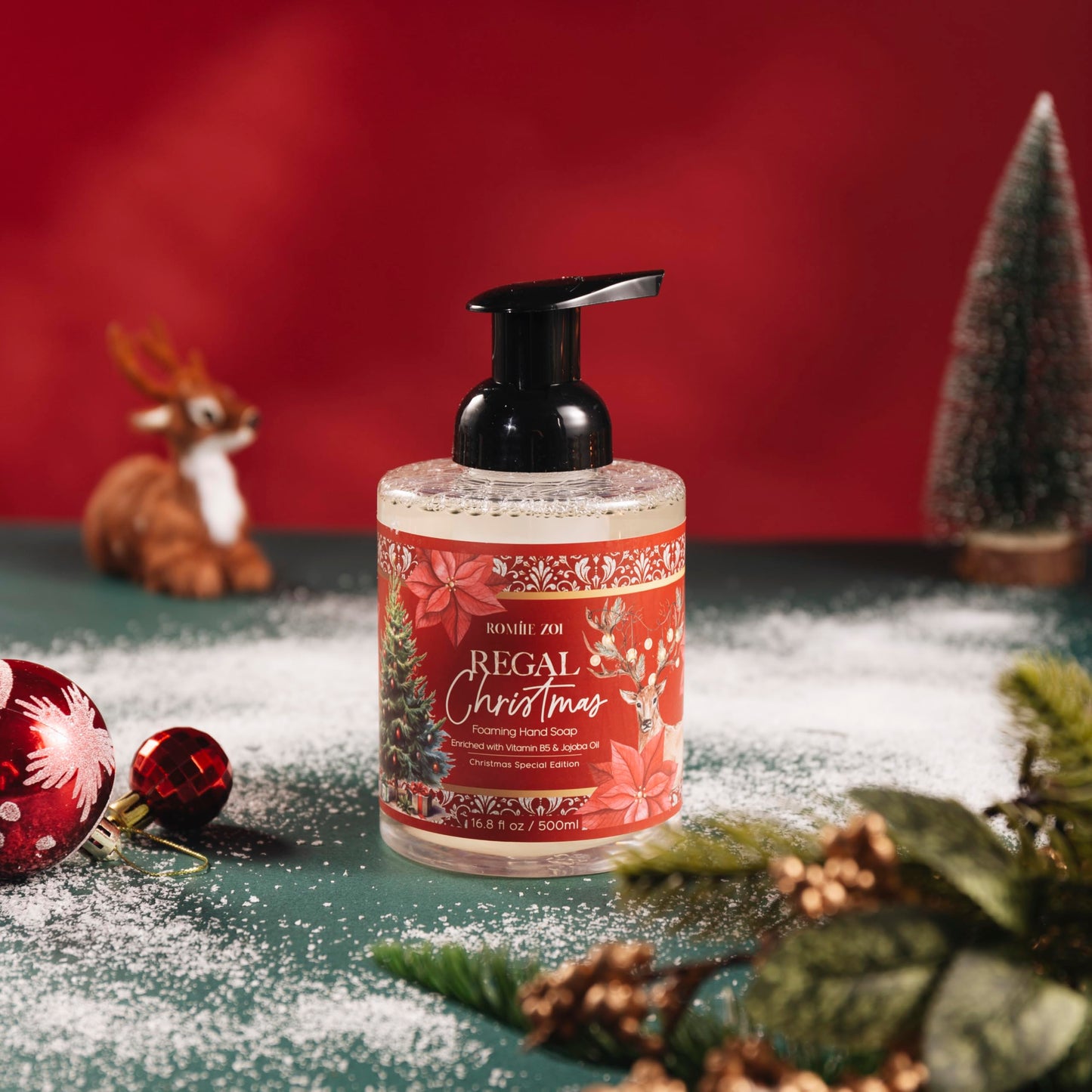 ROMIIE ZOI Christmas Foaming Hand Soap with Gift Box- Regal Christmas, Infused with Holiday Floral- 500ml/ 16.8oz