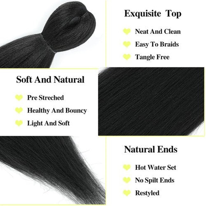 Braiding Hair Pre Stretched Long Pre Stretched Braiding Hair Extensions Braiding Hair Pre Stretched 22 Inch 8 Packs Synthetic Braiding Hair Extensions For Braids (22inch,1B)