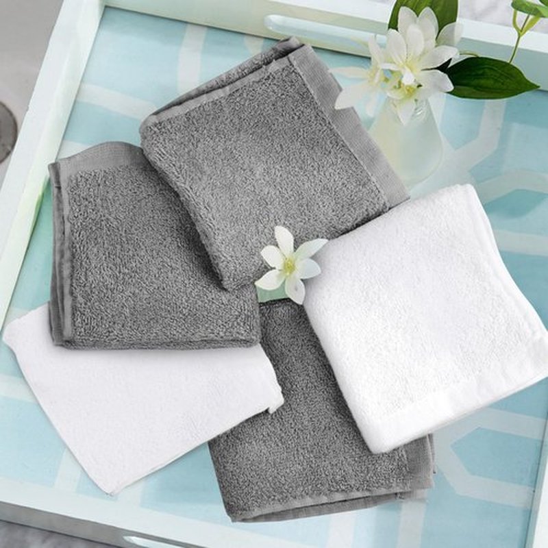 Yoofoss Luxury Washcloths Towel Set 10 Pack Baby Wash Cloth for Bathroom-Hotel-Spa-Kitchen Multi-Purpose Fingertip Towels & Face Cloths - White+Grey