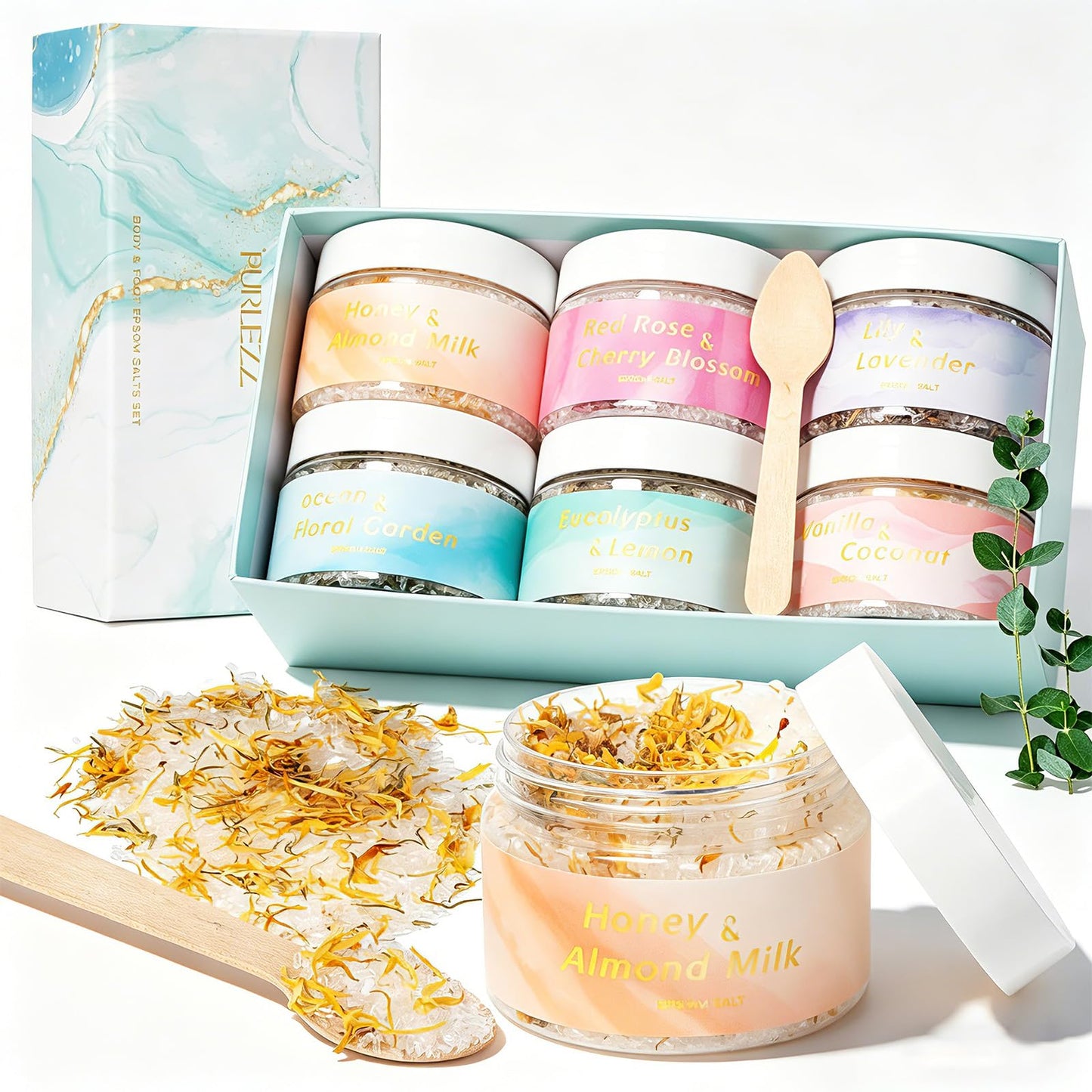 Gifts for Women & Men, Birthday Gifts - 6 Pcs Luxurious Bath Spa Salts Gift