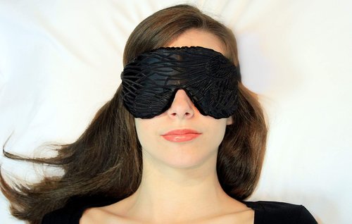 Candi Andi Handmade Opulence Yoga Eye Mask Pillow - Weighted Flaxseed Fill, Unscented, Satin & Velvet, Adjustable Strap - Ideal for Meditation & Restful Sleep -Black Magic - TEMF-BM