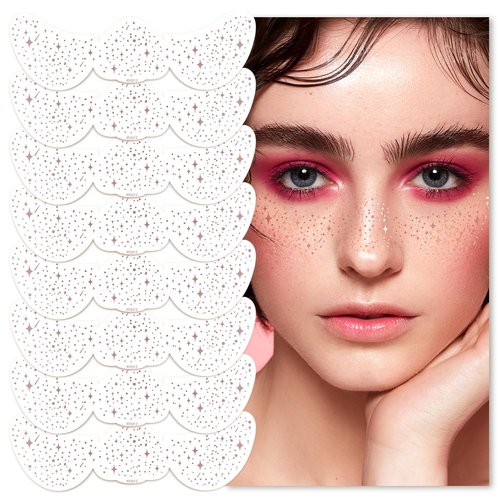 Glitter Freckles Face Tattoo, 8Pcs Glitter Freckles, Sparkle Freckle Tattoo, Makeup Patches, Face Glitter Speckles - Rose Gold