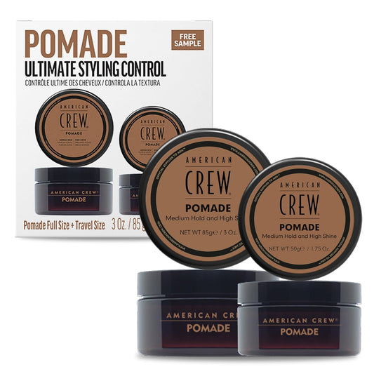 American Crew Men's Hair Pomade - Medium Hold, High Shine, Travel Size Duo Set
