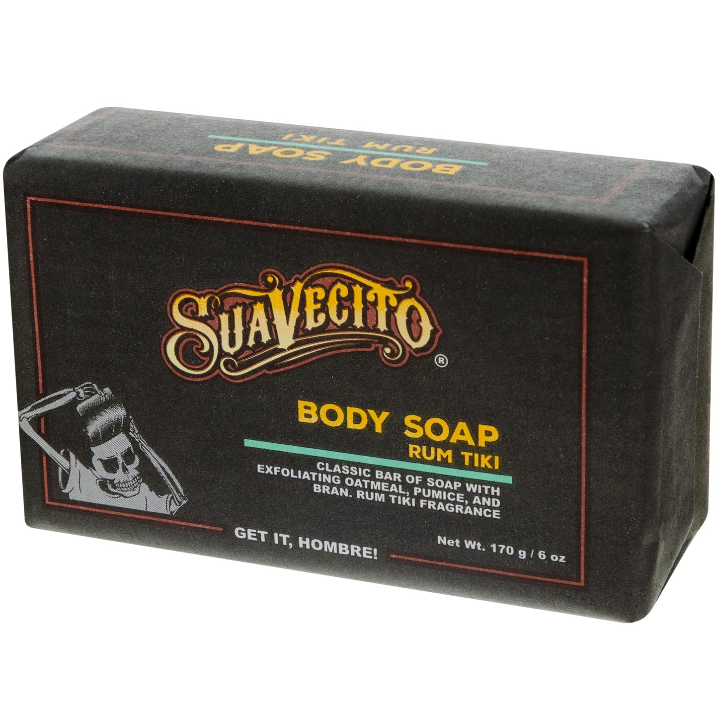 Suavecito Body & Hand Soap Bars Moisturizing Masculine Tiki Rum Fragrance 6 oz 3 Pack