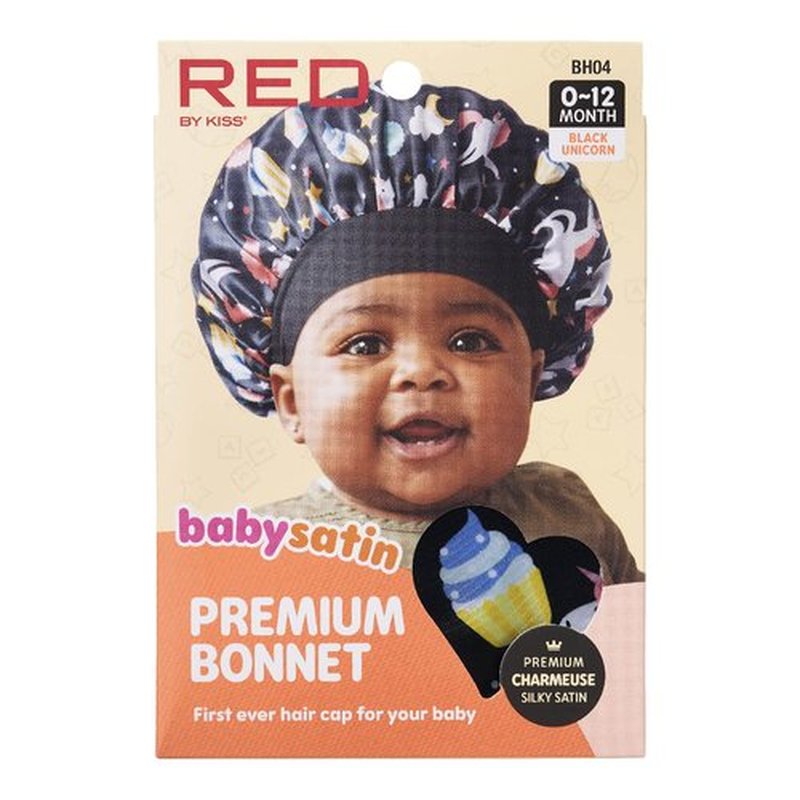 Red by Kiss Baby Satin Bonnet Sleep Caps Hair Wraps Hair Bonnet (Black Unicorn)