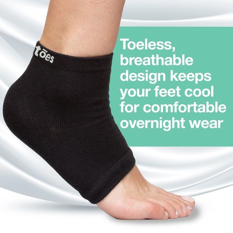 ZenToes Moisturizing Sleep Socks with Vitamin E, Olive Oil and Jojoba Seed Oil to Soften and Hydrate Dry Cracked Heels (Cotton Black, Wide Width)