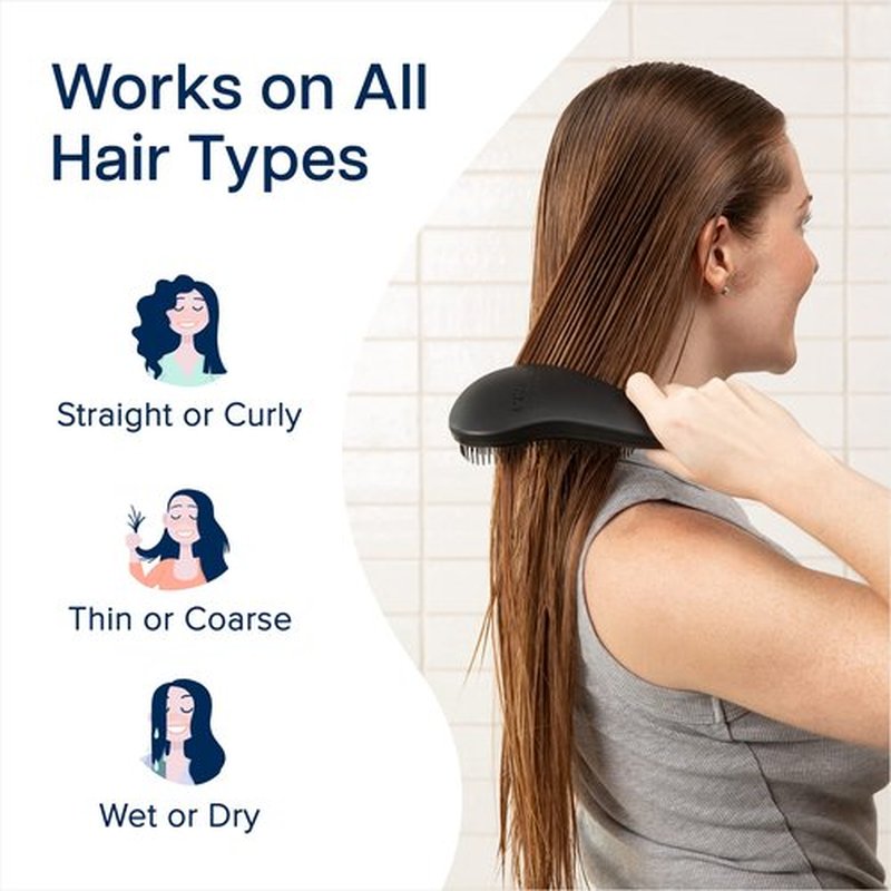 Crave Naturals Glide Thru Detangling Brush for Adults & Kids Hair, Detangling Brush for Black Natural Hair, Curly, Straight, Wet, Dry, Hairbrush for Men&Women, Little Girl Hair Accessories, 1pk, Black