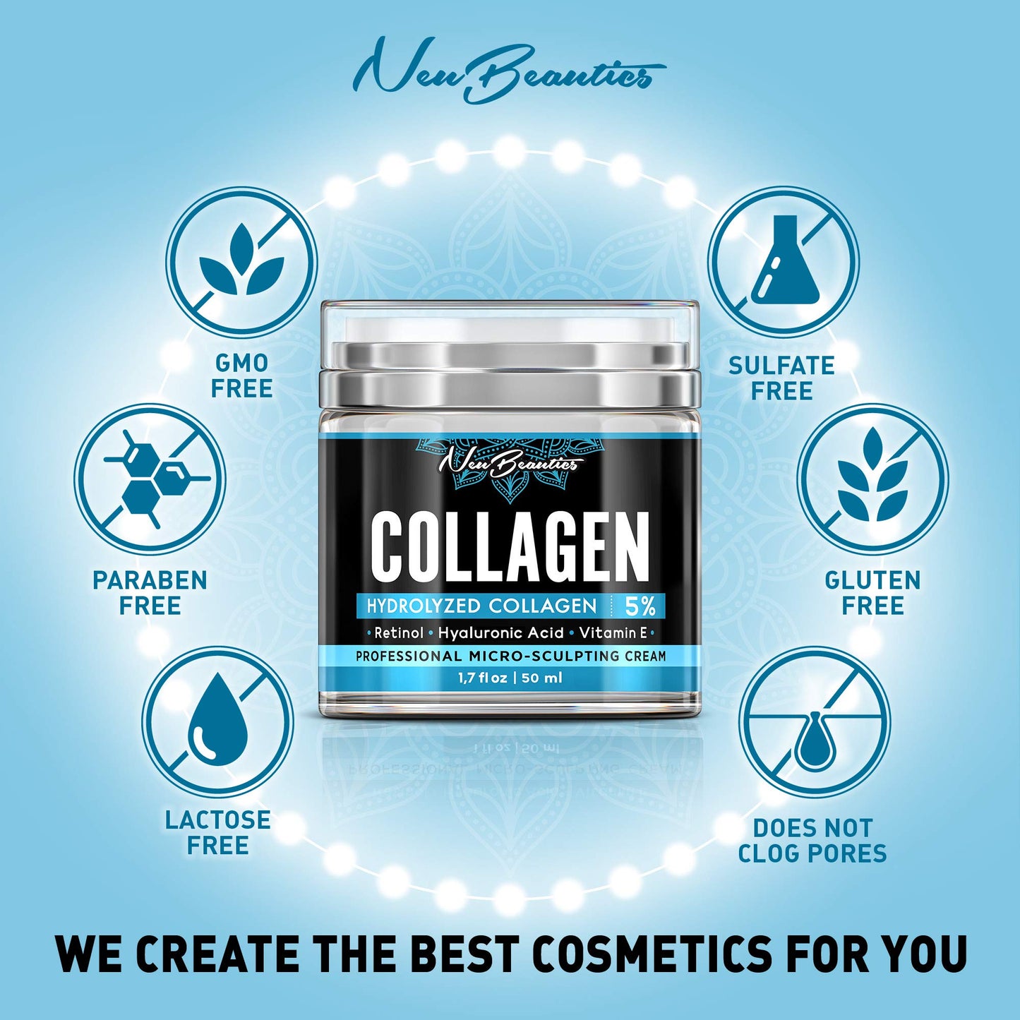 Neubeautics Collagen Cream For Face - Anti Aging Night Women Made In USA Wrinkle With Retinol Hyaluronic Acid Firming & Hydrating Effect Facial Cream, 50 ml (Neubeautics)