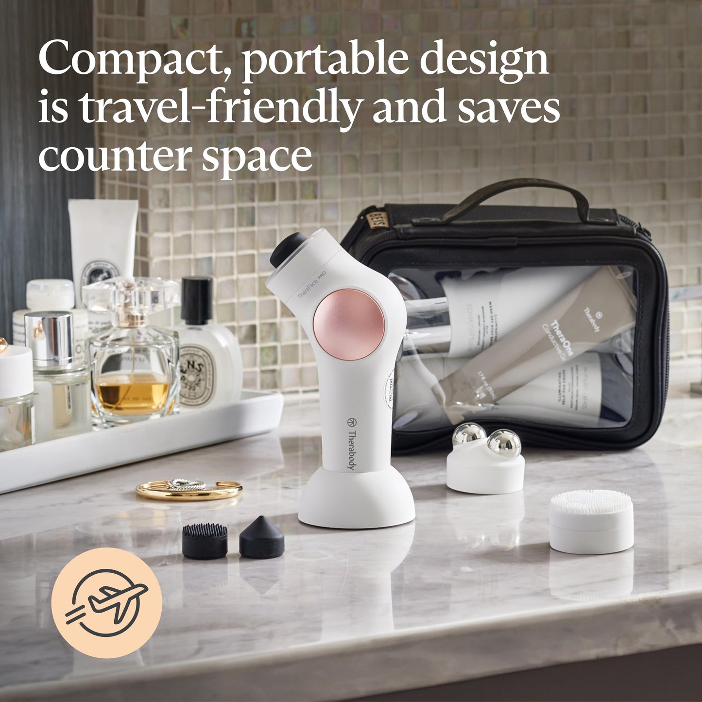 TheraFace Therabody TheraFace PRO - Microcurrent Facial Device, 8-in-1 Compact Face Massager&Facial Sculpting Tool with Light Therapy for Skin Tightening, Anti Wrinkle, Anti Aging & Skin Care (Black)