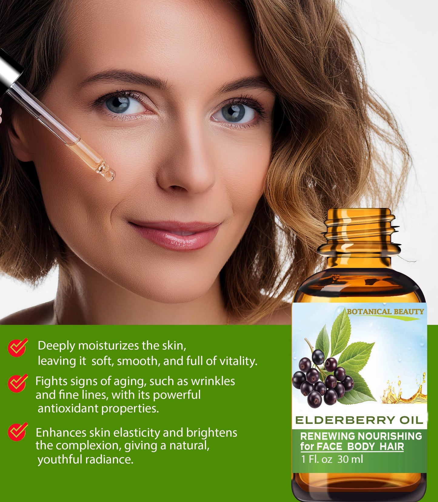 Botanical Beauty ELDERBERRY OIL Sambucus Nigra 100% Pure Natural Virgin Unrefined Cold Pressed Carrier Oil 0.5 Fl. Oz.- 15 ml for Face, Skin, Hair, Nails, Moisturizing. Rich in Vitamin E
