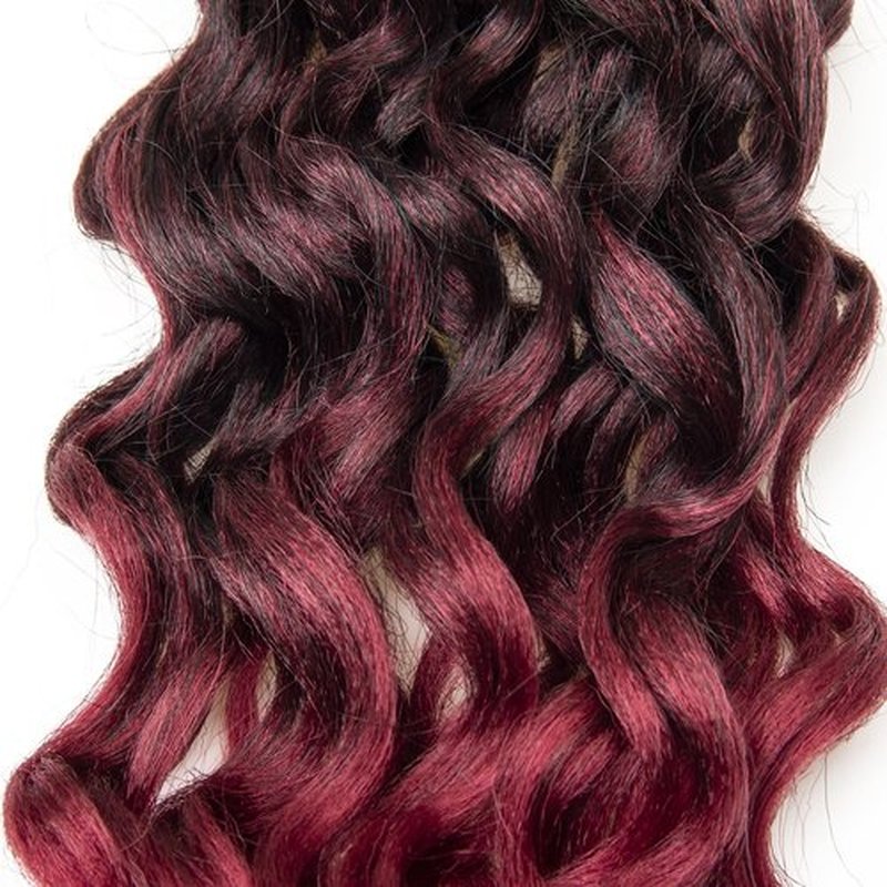 Curly Crochet Hair For Black Women Ocean Wave Crochet Hair Hawaii Deep Wave Braiding Hair Synthetic Bohemian Crochet Braid Water Wave Crochet hair Extensions(Pack of 2, 01B/BUG)