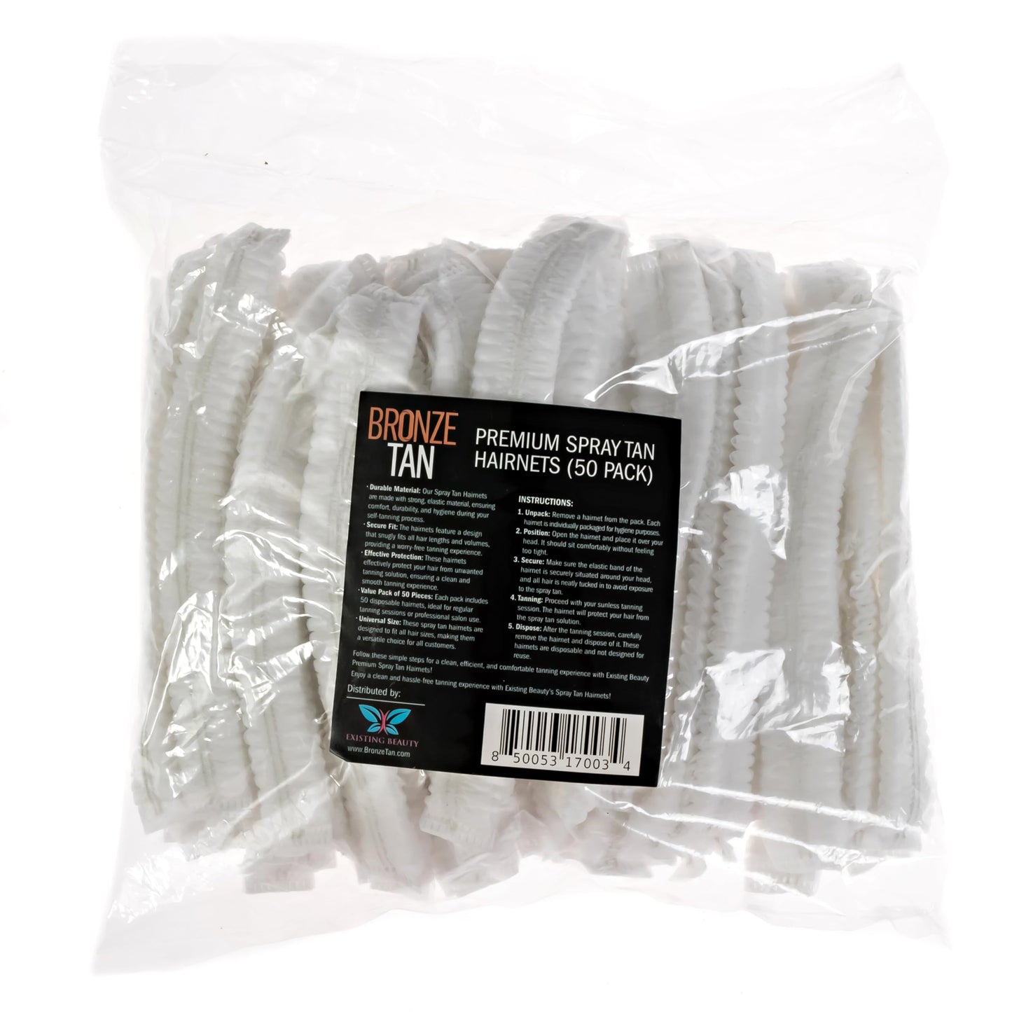 Bronze Tan Hair Nets for Spray Tanning or Food Service - Spray Tanning Supplies - Essential for Sunless Tanning -Perfect for Salons and Home Use - Protects Hair from Spray Tan Solution - 50 Pack