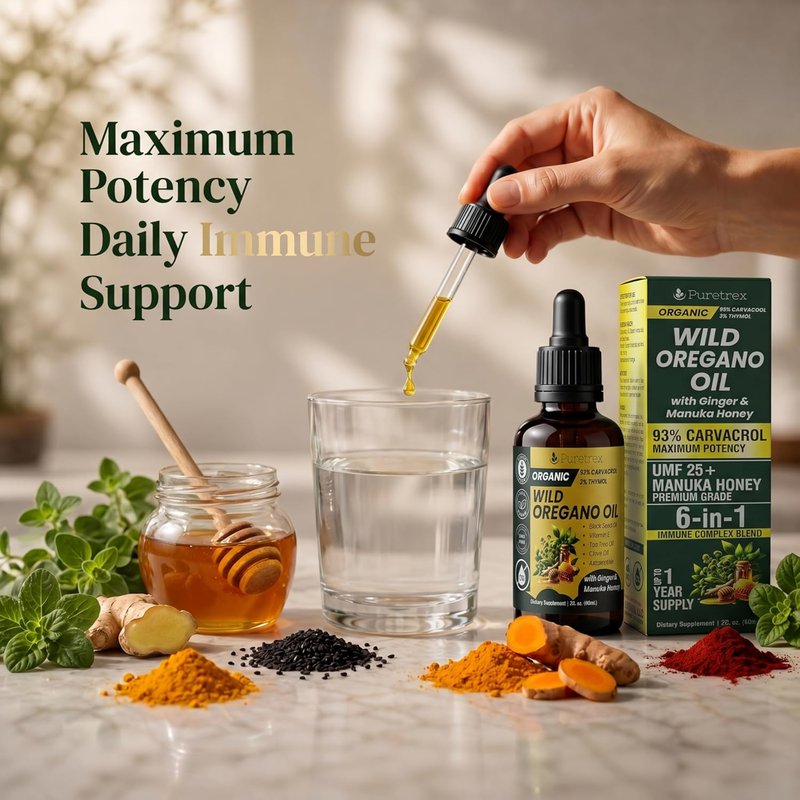 Organic Oil of Oregano Drops - High Potency Herbal Tincture with Black Seed Oil & Ginger | 60ml