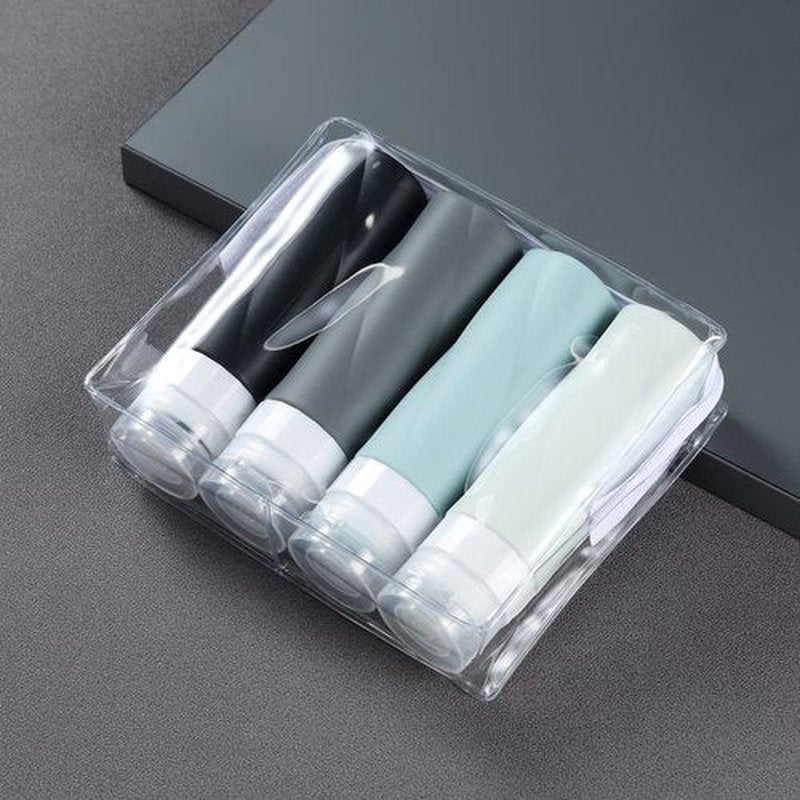 Gemice Travel Bottles for Toiletries, 3oz Tsa Approved Travel Size Containers BPA Free Leak Proof Travel Tubes Refillable Liquid Travel Accessories with Clear Toiletry Bag (4 Pack)