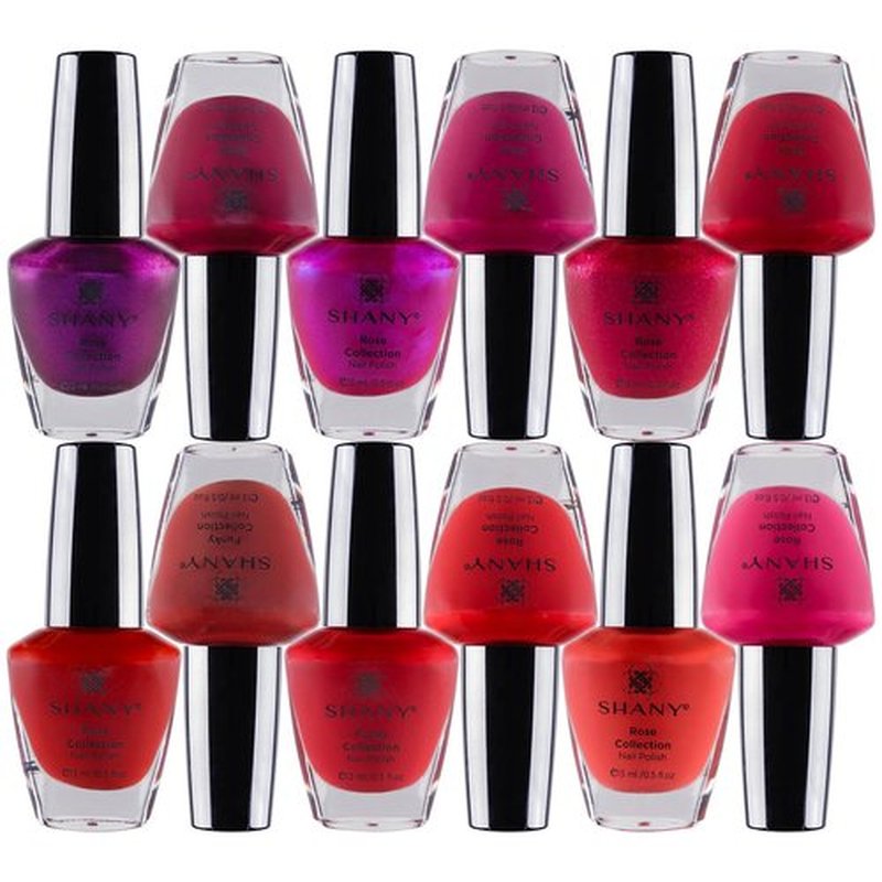 SHANY Nail Polish Set - Nail Lacquer Quick Dry, Full Size, Vibrant, Colorful, Trendy, Semi Glossy, Shimmery, Matte Nail Polish Set - 12 Colors - Rose Collection