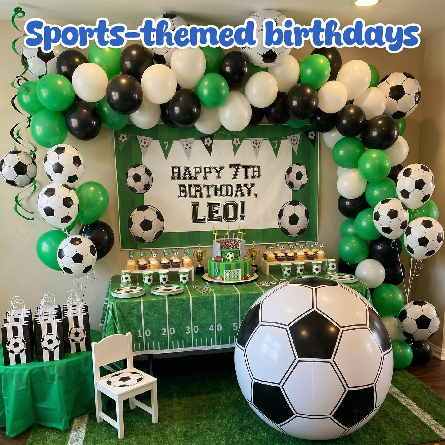 Shindel 27-Inch Giant Inflatable Soccer Ball - Soccer Themed Party Decor & Beach Pool Games, Heavy-Duty Without BPA Vinyl Ball for Outdoor Sports, Backyard, Lake & Birthday Activities