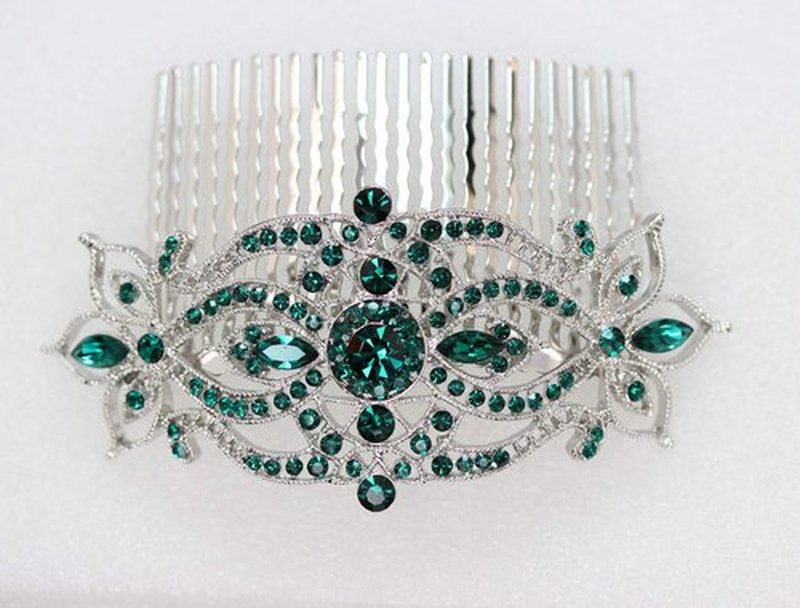 Faship Elegant Gorgeous Green Large Floral Hair Comb