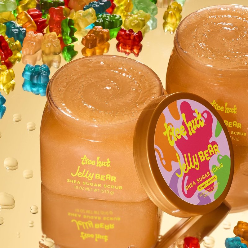 Tree Hut Jelly Bear Body Scrub - Exfoliating Sugar Scrub with Shea Butter & Essential Oils | 18 Oz for Smooth Skin