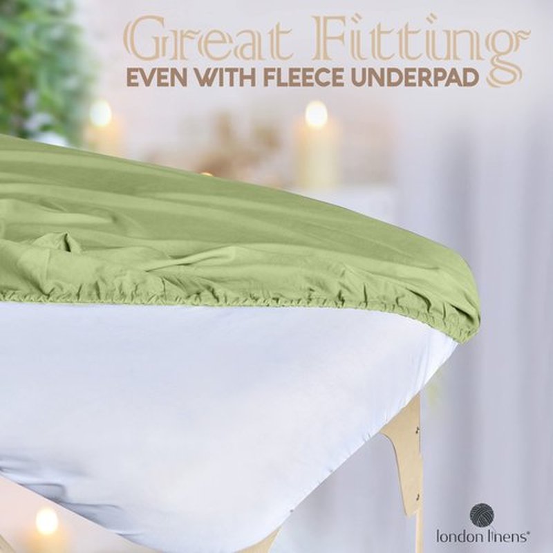 LONDON LINENS Soft Microfiber 3-Piece Massage Table Sheets - Super Lightweight, Stain and Wrinkle Resistant - Includes Table Cover, Fitted Sheet, and Face Rest Cover (Sage Green)
