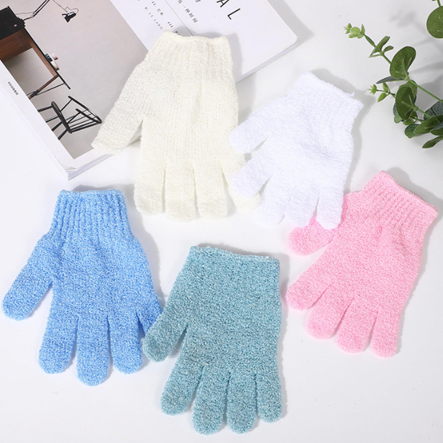 Shower Gloves,Double Sided Exfoliating Bath Gloves,Shower Body Scrub Gloves for Women & Men Deep Clean Skin Spa Massage Beauty Skin Shower Scrubber Bathing Accessories,#P207 (2pairs Color 06)