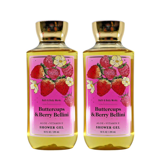 Shower Gel Gift Set - Bath & Body Works Buttercups Berry Bellini | 10oz Each, Perfect for Gifting