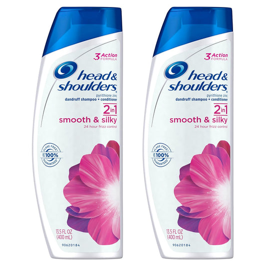 Head & Shoulders Smooth & Silky 2-in-1 Dandruff Shampoo & Conditioner - 13.5 Fl Oz (2 Pack)