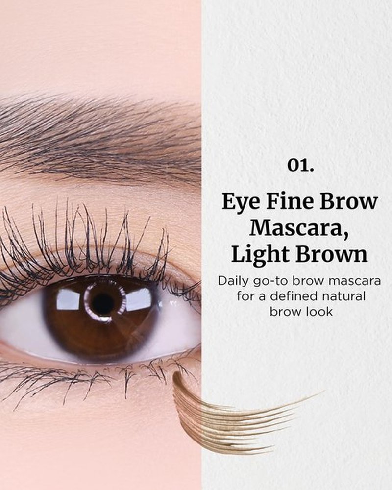 VDL Eye Fine Brow Mascara, 03 Light Brown - Natural Brow Color for Precise Results and Defined Brows (0.19 oz) | Korean Makeup