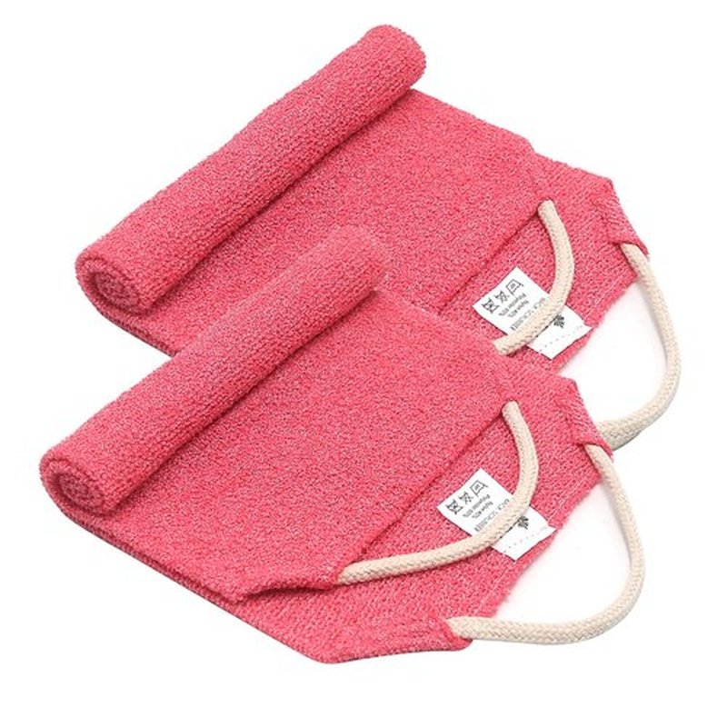 Evridwear Exfoliating Back Scrubber with Handles Two Sides for Body Shower Deep Cleans Skin Massages Invigorating Blood Circulation Men Women One Size (2 Pack Pink)