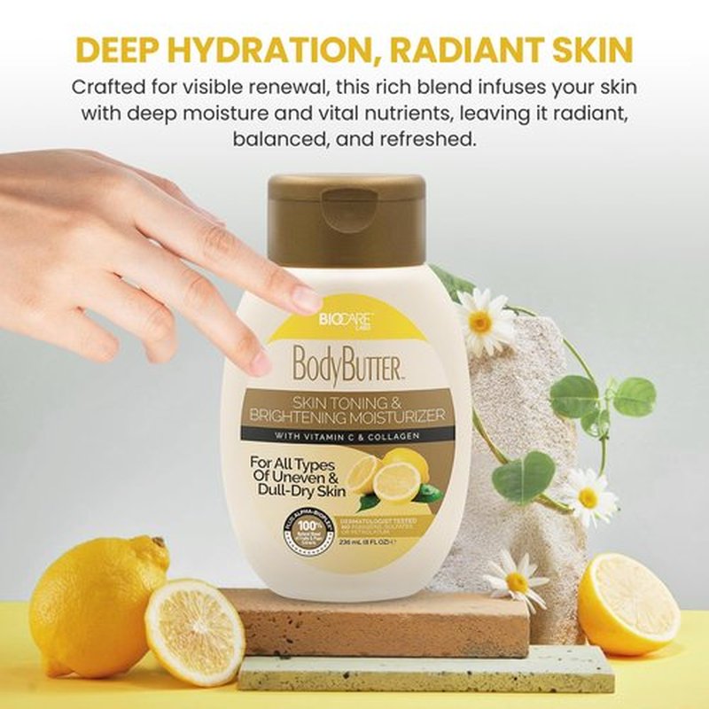 Biocare Labs Moisturizing Body Butter - Body Cream With Vitamin C & Collagen - Instantly Penetrates and Deeply Renews Skin - Lotion Designed For Uneven Skin Tones