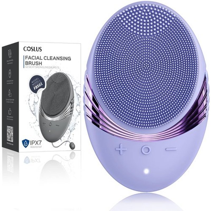 COSLUS Facial Cleansing Brush Face Scrubber : Silicone Waterproof Rechargeable Face Wash Brush, 5 Cleansing Modes, Electric Deep Cleaning for Men & Women, Removing Blackhead, Exfoliating, Massaging