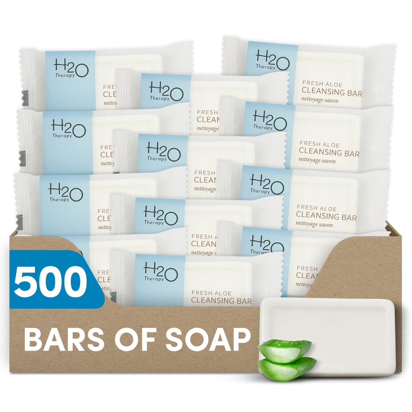 Travel Size Hotel Bar Soap 500 Count 1 oz Cleansing Bars Guest Amenities for Hotels Vacation Rentals and Short Term Rentals Paraben Free Green Tea Scent Infused with Aloe and Olive Oil by H2O Therapy