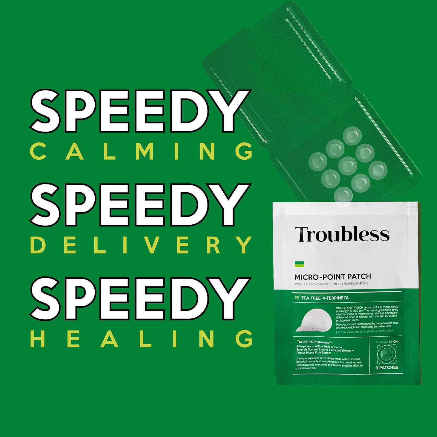 Troubless Micro-Point Pimple Patch - Korean Clear Pimple patched for Face/Micro Needle Pimple Patch with TeaTree Oil/Trouble Care Invisible Patch/Korean Skincare 9 Patches(Pack of 1)