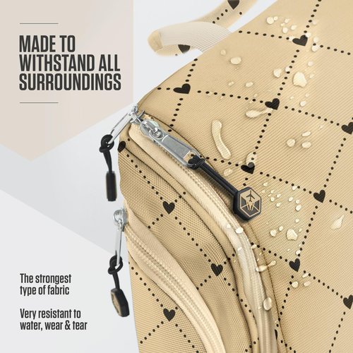 VENTURE 4TH Hanging Travel Toiletry Bag for Women & Men - Travel Organizer with Expandable Compartments & Removable Clear Pouch for Toiletries (Beige Diamonds)