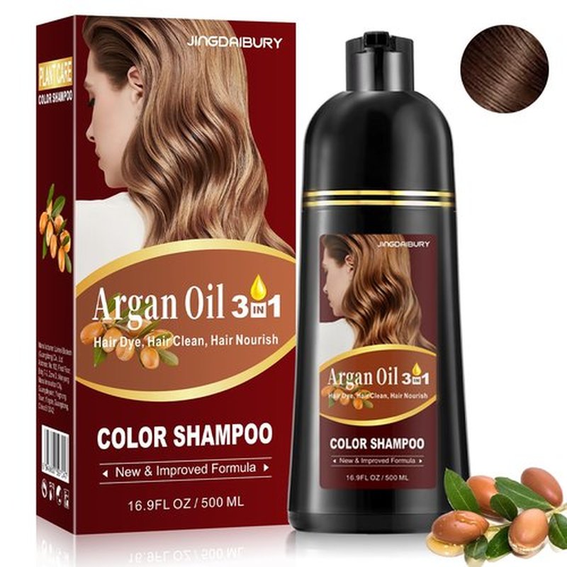 NCEPROHR Dark Brown Hair Dye Shampoo 3 in 1 for Gray Hair Coverage, Argan Oil Shampoo Para Pintar el Cabello, Brown Shampoo Hair Dye for Women Men, Instant Hair Color Shampoo, Champu Para Canas 500ML