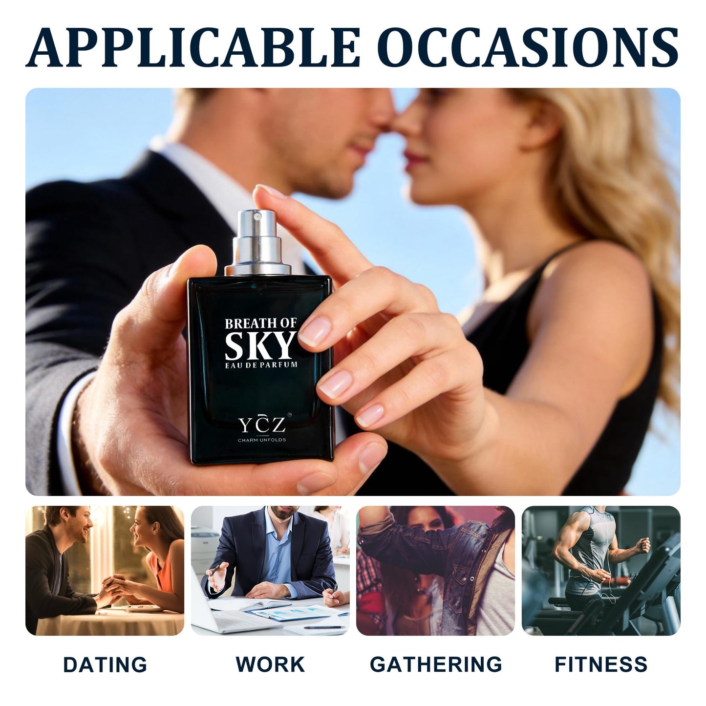 Ycz Breath of the Sky Eau de Parfum for Men, 1.7 Fl Oz (50 mL), Long-Lasting Cologne, Fresh Aromatic Woody Scent with Orange Blossom, Vanilla and Cedarwood Notes for Daily Wear, Travel and Gif